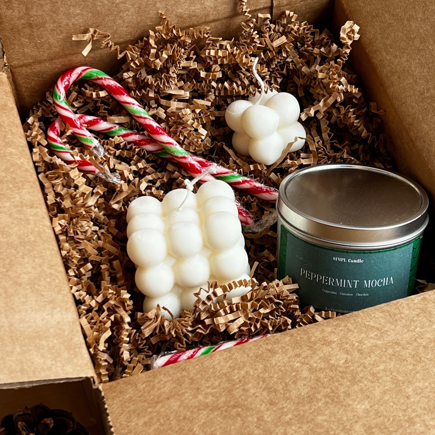 Christmas gift set | Peppermint Mocha + Bubble Candle + Mini Bubble